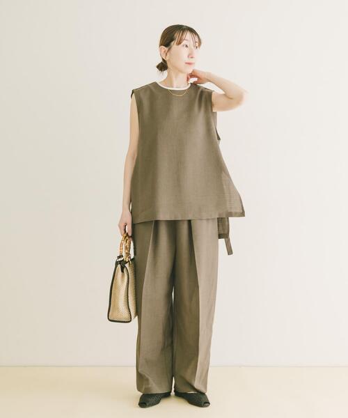 ITEMS URBANRESEARCH(アイテムズ アーバンリサーチ)の「ベスト×ワイドパンツセット(セットアップ・レディース・カーキ/チャコールグレー/ベージュ・FREE)」の15枚目の写真