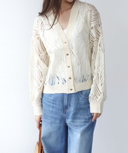 Jines(ジネス)の「コード刺繍レースカーディガン(カーディガン/ボレロ・レディース・ベージュ/ブラック・38)」の10枚目の写真