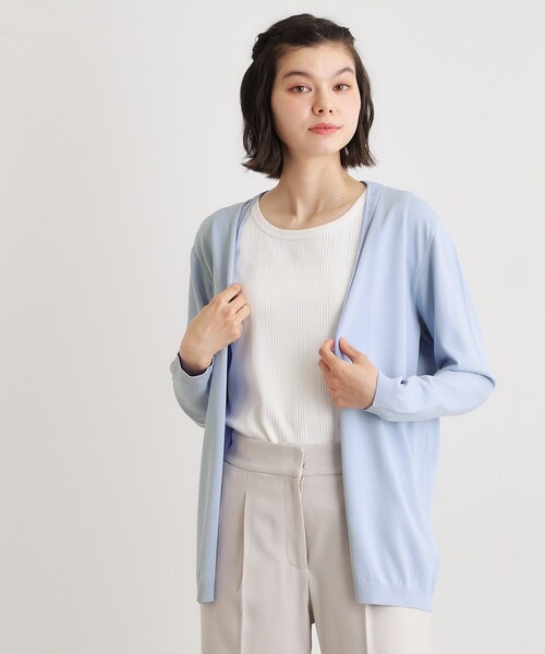 LAURA ASHLEY - LAURAASHLEY(ローラアシュレイ) カーディガン サイズL レディース - パープル 半袖/ビーズ セール】LAURA ASHLEY｜ローラアシュレイ（レディース）のカーディガン