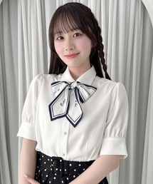 ロゴスカーフリボン付き5分袖シャツ/fint フィント