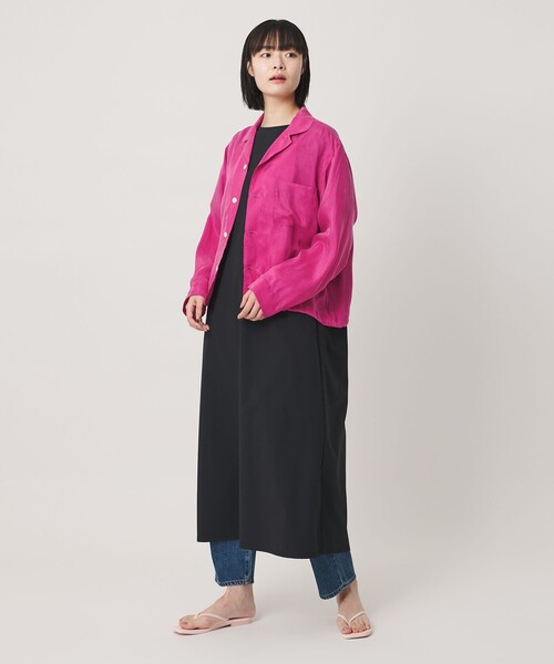 NICE WEATHER(ナイスウェザー)の「<NICE WEATHER>サテン オープンカラー シャツ(シャツ/ブラウス・レディース・ネイビー/ピンク・S/M)」の3枚目の写真