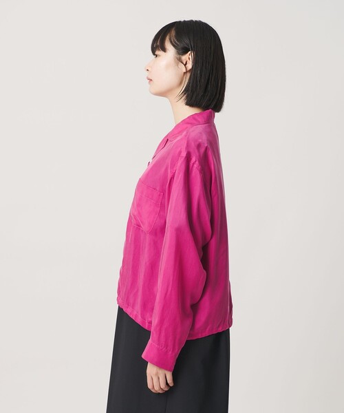 NICE WEATHER(ナイスウェザー)の「<NICE WEATHER>サテン オープンカラー シャツ(シャツ/ブラウス・レディース・ネイビー/ピンク・S/M)」の5枚目の写真