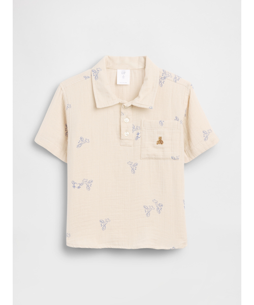 GAP(ギャップ)の「コットンガーゼ プリント ポロシャツ (幼児・ベビー)(シャツ/ブラウス・キッズ・アイボリー/ライトブルー・100cm/105cm/110cm/95cm/90cm/80cm/70cm)」の3枚目の写真
