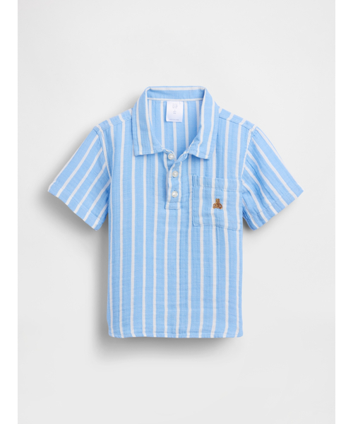 GAP(ギャップ)の「コットンガーゼ プリント ポロシャツ (幼児・ベビー)(シャツ/ブラウス・キッズ・アイボリー/ライトブルー・100cm/105cm/110cm/95cm/90cm/80cm/70cm)」の4枚目の写真