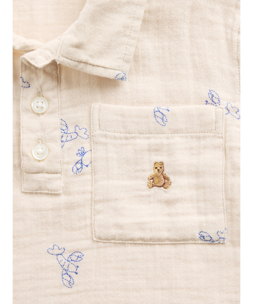 GAP(ギャップ)の「コットンガーゼ プリント ポロシャツ (幼児・ベビー)(シャツ/ブラウス・キッズ・アイボリー/ライトブルー・100cm/105cm/110cm/95cm/90cm/80cm/70cm)」の7枚目の写真