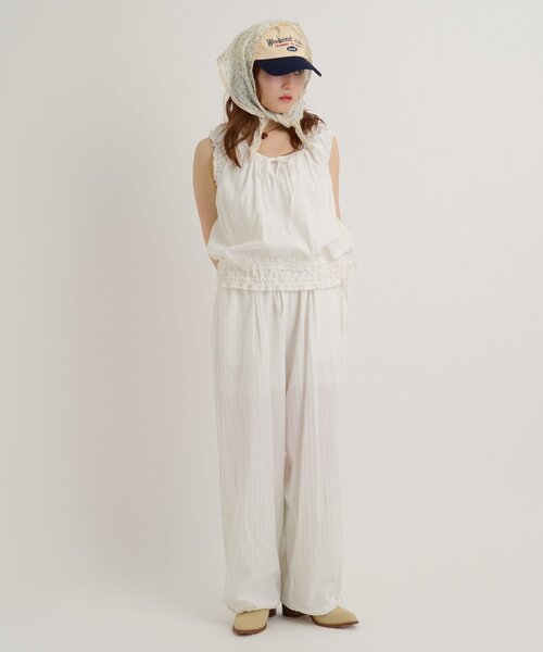 w closet(ダブルクローゼット)の「【セットアップ対応/ドット/無地】ドロストパンツ(その他パンツ・レディース・ホワイト系その他/オフホワイト/ブラック系その他/ブラック・SMALL/MEDIUM)」の13枚目の写真