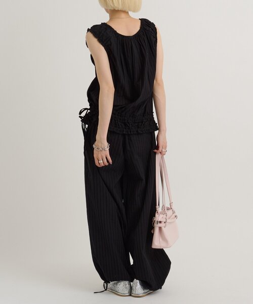 w closet(ダブルクローゼット)の「【セットアップ対応/ドット/無地】ドロストパンツ(その他パンツ・レディース・ホワイト系その他/オフホワイト/ブラック系その他/ブラック・SMALL/MEDIUM)」の18枚目の写真