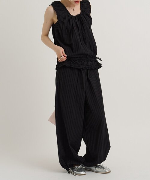 w closet(ダブルクローゼット)の「【セットアップ対応/ドット/無地】ドロストパンツ(その他パンツ・レディース・ホワイト系その他/オフホワイト/ブラック系その他/ブラック・SMALL/MEDIUM)」の21枚目の写真