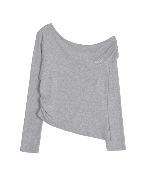 NICK&NICOLE(ニックアンドニコール)の「ASYMMETRIC OFF SHOULDER TOP_GRAY(Tシャツ/カットソー・レディース・その他・FREE)」の4枚目の写真