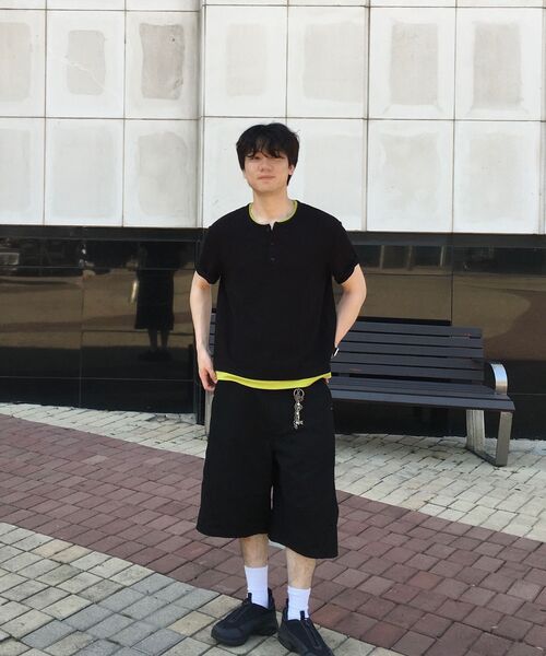DNSR(ディーエヌエスアール)の「レイヤードヘンリーネックワッフルTシャツブラック/ライム(Tシャツ/カットソー・メンズ・その他・MEDIUM/LARGE/X-LARGE)」の8枚目の写真