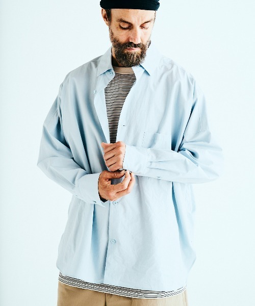 BASISBROEK（バシスブルック）の「VAKEN -SOLID-（シャツ/ブラウス・メンズ・サックスブルー/ネイビー・1/2）」の13枚目の写真