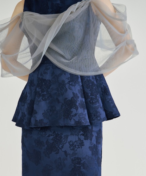 Ezick（エジック）の「Jacquard Cross Tulle Setup Dress/ジャガードクロスチュールセットアップドレス【2点セット】（ドレス・レディース・ネイビー/ブラック・FREE）」の15枚目の写真