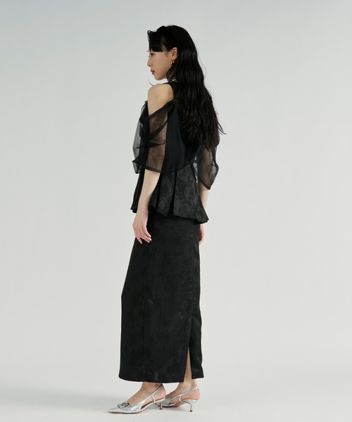 Ezick（エジック）の「Jacquard Cross Tulle Setup Dress/ジャガードクロスチュールセットアップドレス【2点セット】（ドレス・レディース・ネイビー/ブラック・FREE）」の22枚目の写真