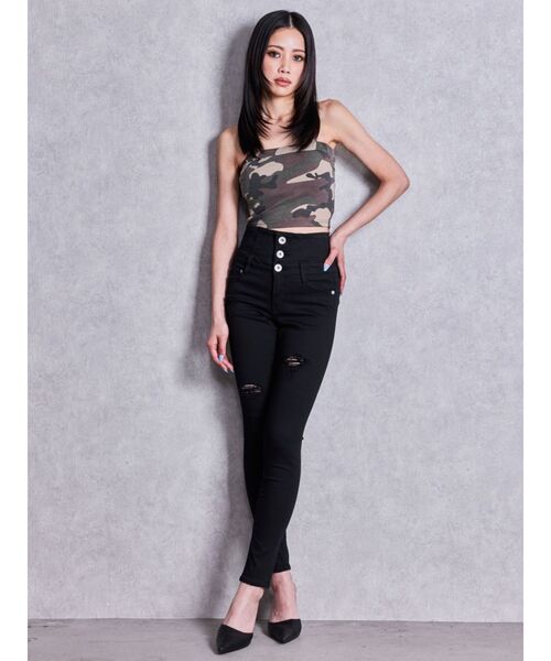 GYDA(ジェイダ)の「ハイウエストバッククロスダメージスキニーデニムパンツ(デニムパンツ・レディース・ライトブルー/ブラック・MEDIUM/SMALL/X-SMALL)」の17枚目の写真