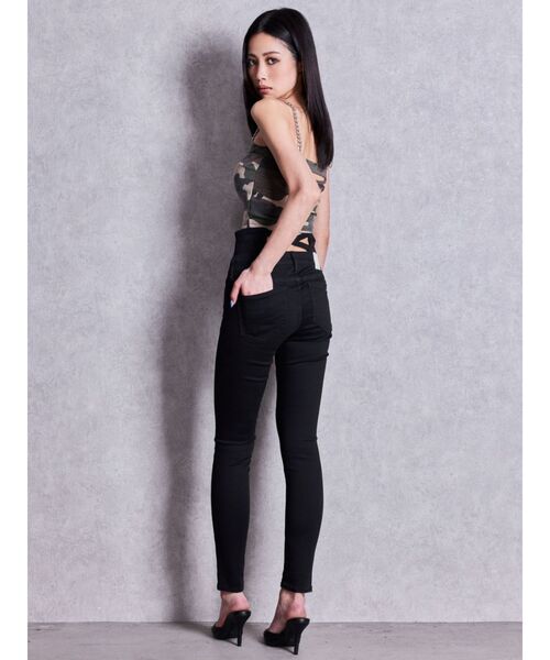 GYDA(ジェイダ)の「ハイウエストバッククロスダメージスキニーデニムパンツ(デニムパンツ・レディース・ライトブルー/ブラック・MEDIUM/SMALL/X-SMALL)」の19枚目の写真