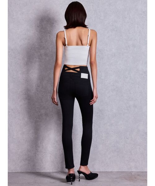 GYDA(ジェイダ)の「ハイウエストバッククロスダメージスキニーデニムパンツ(デニムパンツ・レディース・ライトブルー/ブラック・MEDIUM/SMALL/X-SMALL)」の22枚目の写真
