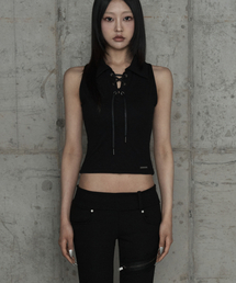 Halter Back Circle Corset Collar Sleeve (Black)