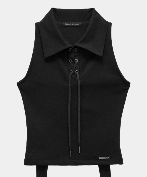 ETRE AU SOMMET(エトレオソメ)の「Halter Back Circle Corset Collar Sleeve (Black)(Tシャツ/カットソー・レディース・ブラック・FREE)」の4枚目の写真