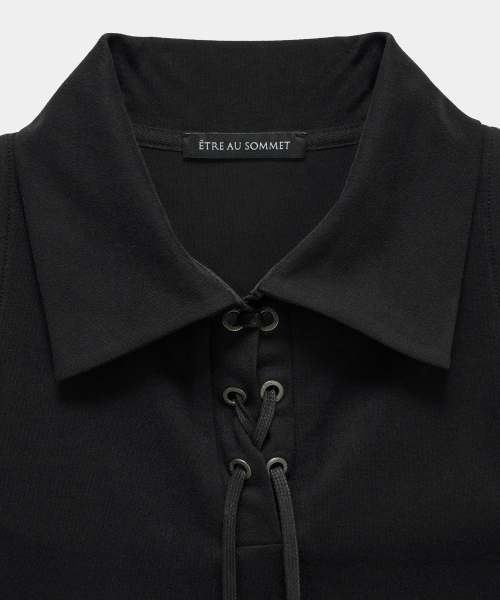 ETRE AU SOMMET(エトレオソメ)の「Halter Back Circle Corset Collar Sleeve (Black)(Tシャツ/カットソー・レディース・ブラック・FREE)」の6枚目の写真