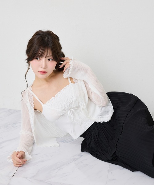 one after another NICE CLAUP(ワンアフターアナザーナイスクラップ)の「【アンサンブル可能/インナー別売り】レース付きリブカーディガン(カーディガン/ボレロ・レディース・サックスブルー/ブラック/ピンク/オフホワイト/ピンク系その他・FREE)」の20枚目の写真