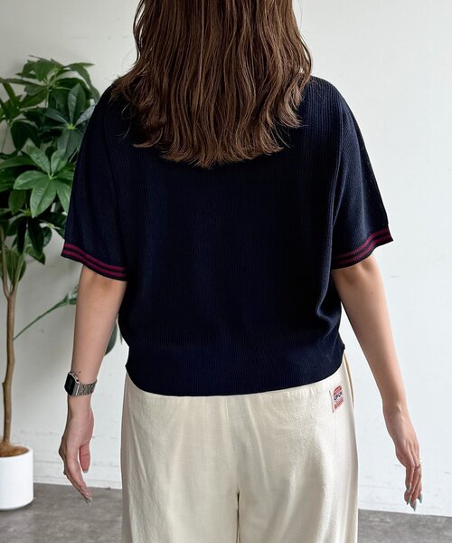 U.S. POLO ASSN.（ユーエスポロアッスン）の「襟付きジップ半袖カーディガン（カーディガン/ボレロ・レディース・レッド/グレー/ネイビー/アイボリー・FREE）」の13枚目の写真