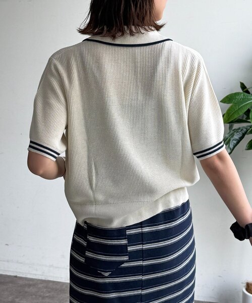 U.S. POLO ASSN.（ユーエスポロアッスン）の「襟付きジップ半袖カーディガン（カーディガン/ボレロ・レディース・レッド/グレー/ネイビー/アイボリー・FREE）」の7枚目の写真