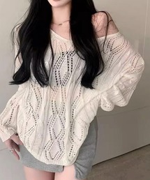 2WAY透かし編みルーズニット