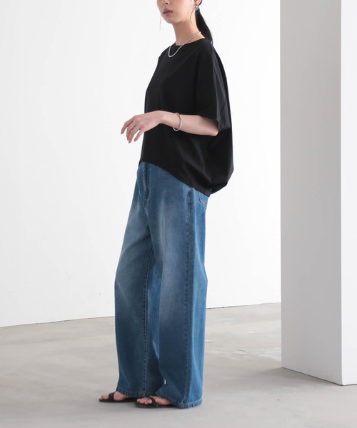 for/c(フォーシー)の「トルココットンコクーンドルマントップス【サスティナブル】(Tシャツ/カットソー・レディース・オフホワイト/ブラック・M/L)」の20枚目の写真