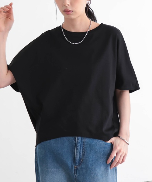 for/c(フォーシー)の「トルココットンコクーンドルマントップス【サスティナブル】(Tシャツ/カットソー・レディース・オフホワイト/ブラック・M/L)」の13枚目の写真