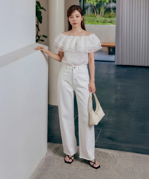 Leja(レジャ)の「【LEJA】3WAYオフショルフリンジシアーレイヤードトップス(シャツ/ブラウス・レディース・ホワイト/ブラック/ブルー・FREE)」の1枚目の写真