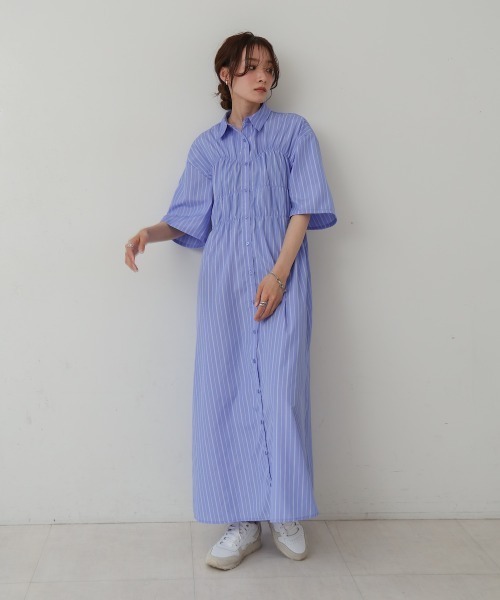 Bab(バブ)の「【再登場・選べるサイズ展開】ビスチェ風シャツワンピース(シャツワンピース・レディース・ブルー/アイボリー/ピンク・M/S)」の16枚目の写真