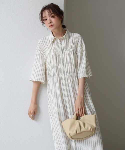 Bab(バブ)の「【再登場・選べるサイズ展開】ビスチェ風シャツワンピース(シャツワンピース・レディース・ブルー/アイボリー/ピンク・M/S)」の10枚目の写真