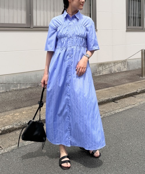 Bab(バブ)の「【再登場・選べるサイズ展開】ビスチェ風シャツワンピース(シャツワンピース・レディース・ブルー/アイボリー/ピンク・M/S)」の12枚目の写真
