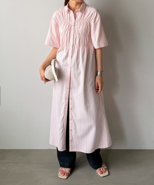 Bab(バブ)の「【再登場・選べるサイズ展開】ビスチェ風シャツワンピース(シャツワンピース・レディース・ブルー/アイボリー/ピンク・M/S)」の19枚目の写真