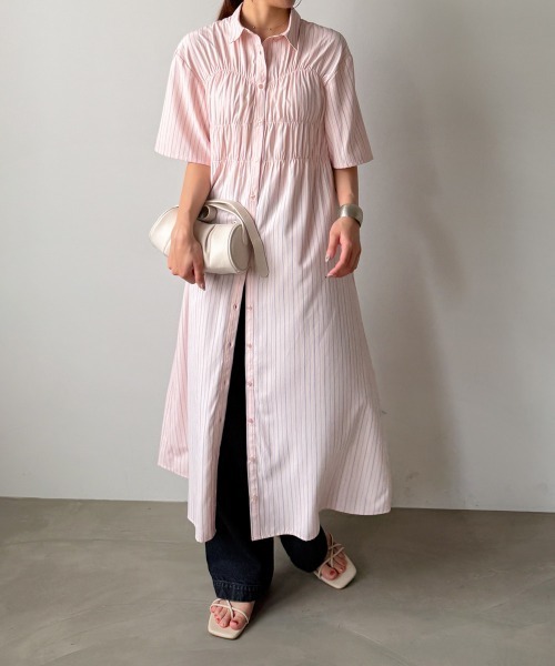Bab(バブ)の「【再登場・選べるサイズ展開】ビスチェ風シャツワンピース(シャツワンピース・レディース・ブルー/アイボリー/ピンク・M/S)」の21枚目の写真