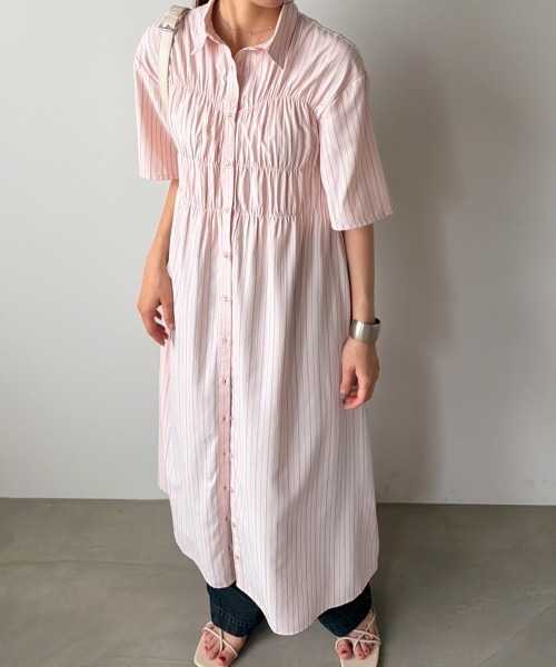 Bab(バブ)の「【再登場・選べるサイズ展開】ビスチェ風シャツワンピース(シャツワンピース・レディース・ブルー/アイボリー/ピンク・M/S)」の18枚目の写真