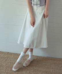 OURNOSTALGIA（アワー ノスタルジア）の「Beni Lace Check Button Skirt_White(OB6SK13)（スカート）」
