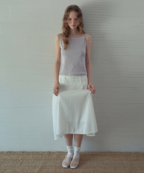 OURNOSTALGIA（アワー ノスタルジア）の「Beni Lace Check Button Skirt_White(OB6SK13)（スカート・レディース・ホワイト・SMALL/MEDIUM）」の3枚目の写真