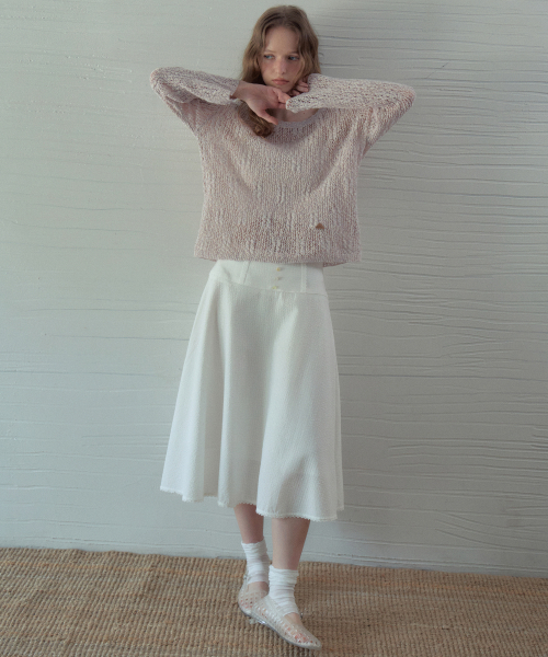 OURNOSTALGIA（アワー ノスタルジア）の「Beni Lace Check Button Skirt_White(OB6SK13)（スカート・レディース・ホワイト・SMALL/MEDIUM）」の4枚目の写真