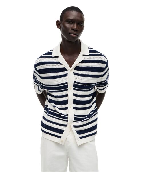 TOMMY HILFIGER(トミーヒルフィガー)の「ブルトンストライプニットシャツ(シャツ/ブラウス・メンズ・ホワイト・X-SMALL/SMALL/MEDIUM/LARGE)」の1枚目の写真