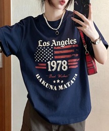 アメリカンフラッグプリント オーバーサイズ半袖Tシャツ レディース