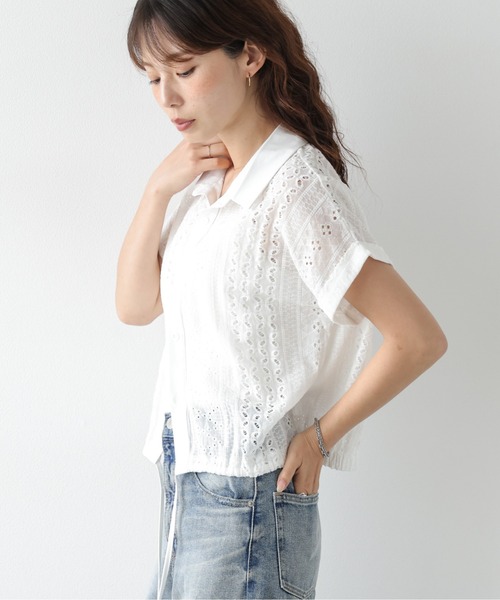 La-gemme(ラジェム)の「レースドロスト シャツブラウス(シャツ/ブラウス・レディース・ブラック/ホワイト・フリー)」の5枚目の写真