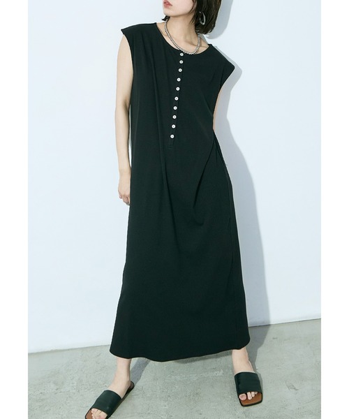 Fashion Letter(ファッションレター)の「テレコヘンリー ノースリーブワンピ(ワンピース・レディース・イエロー/モカ/ブラック・M)」の2枚目の写真