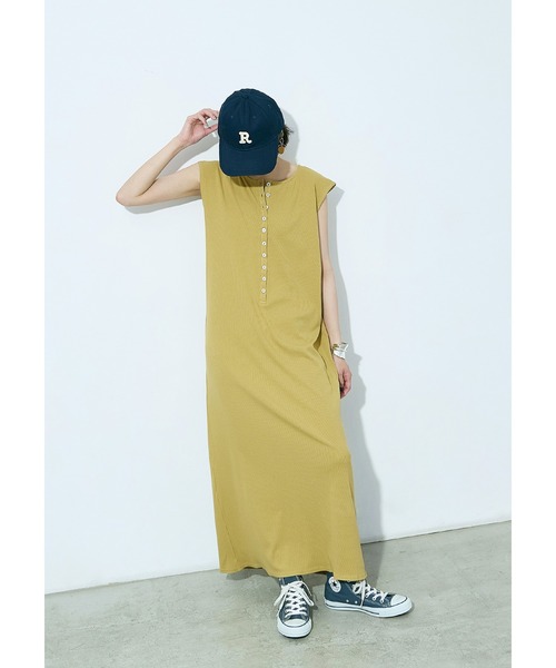 Fashion Letter(ファッションレター)の「テレコヘンリー ノースリーブワンピ(ワンピース・レディース・イエロー/モカ/ブラック・M)」の7枚目の写真