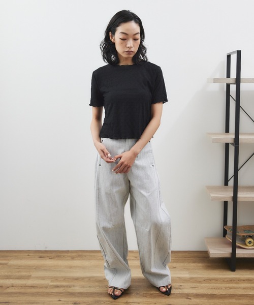 ELTONE(エルトーン)の「レースシアートップス(Tシャツ/カットソー・レディース・ブラック/ホワイト・FREE)」の19枚目の写真