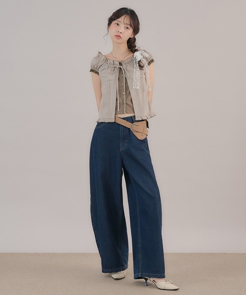 apres jour mignon(アプレジュールミニョン)の「2WAYレイヤードブラウス(シャツ/ブラウス・レディース・ベージュ系その他/ボルドー/ブルー・フリー/LARGE)」の4枚目の写真