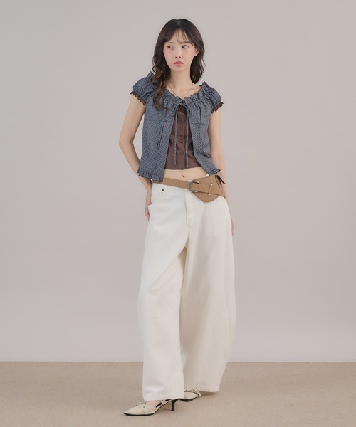 apres jour mignon(アプレジュールミニョン)の「2WAYレイヤードブラウス(シャツ/ブラウス・レディース・ベージュ系その他/ボルドー/ブルー・フリー/LARGE)」の5枚目の写真