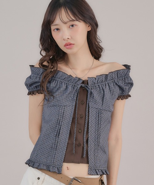 apres jour mignon(アプレジュールミニョン)の「2WAYレイヤードブラウス(シャツ/ブラウス・レディース・ベージュ系その他/ボルドー/ブルー・フリー/LARGE)」の13枚目の写真
