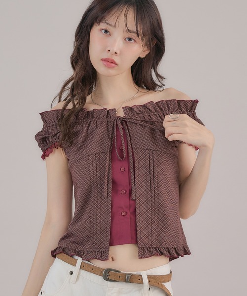 apres jour mignon(アプレジュールミニョン)の「2WAYレイヤードブラウス(シャツ/ブラウス・レディース・ベージュ系その他/ボルドー/ブルー・フリー/LARGE)」の15枚目の写真