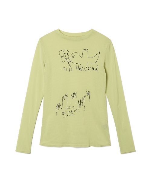 soduk(スドーク)の「little bird mesh t-shirt / リトルバードメッシュTシャツ(Tシャツ/カットソー・レディース・グリーン/ブラウン・ONE SIZE)」の5枚目の写真